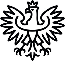 Stylized black and white outline of the polish eagle heraldic symbol