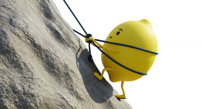 Motivational lemon climbing rock