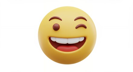 Fototapeta premium Winking yellow emoji face