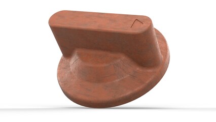 Rusted Metallic Regulator Knob. Isolated. White background. 3D render