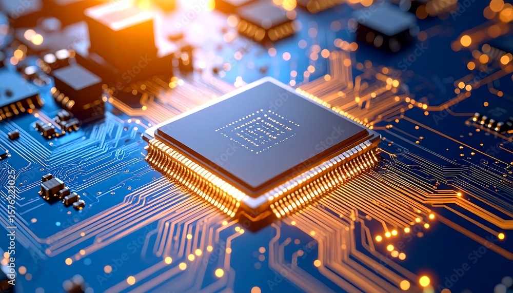 Poster close-up circuit board with cpu