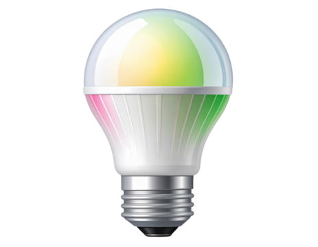 Flat Vector Illustration of Modern LED Light Bulb Minimalist Style isolated on transparent background PNG