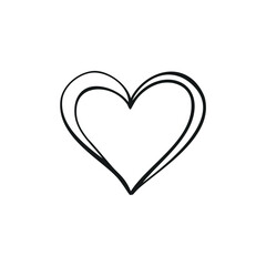 Black outline heart shape with double lines love symbol
