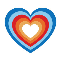 Concentric heart shape with rainbow colors love colorful