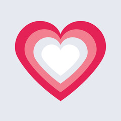 Layered heart shape with pink and white colors love symbol