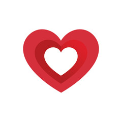 Layered red heart shape symbol love
