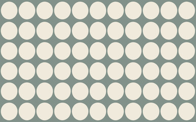 Geometric pattern of large light cream circles on a muted sage green background