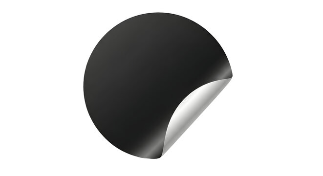 Dark gray round sticker with pealed corner