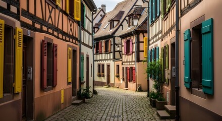 Fototapeta premium French Street Old Town – Bastille Day France National Day