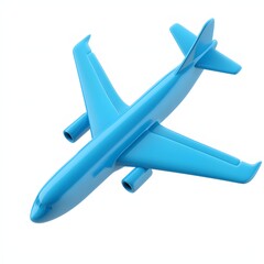 A stylized illustration of a light-blue airplane.