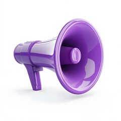 Vibrant purple megaphone on a white background.