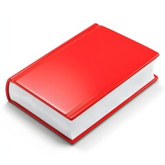 Red book lying on a white background.