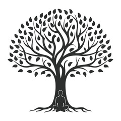 Stylized Tree of Life  A Serene Illustration of Inner Peace and Tranquility