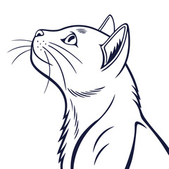 Fototapeta premium Elegant Line Art Illustration of a Curious Cat with Detailed Whiskers and Recognizable Ear Shape Suitable for Modern Decorative Designs and Creative