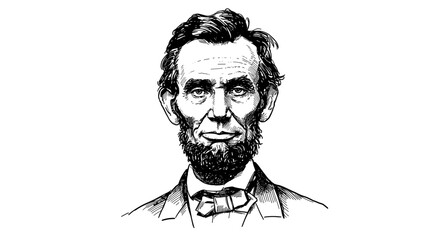 vintage ink sketch portrait of Abraham Lincoln black and white illustration

