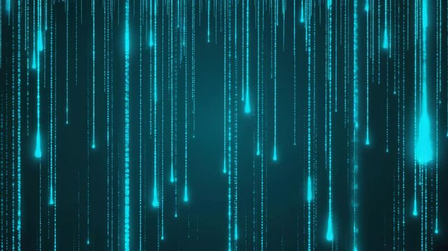 Futuristic Vertical Matrix-Like Blue Data Rain Animation on Dark Background