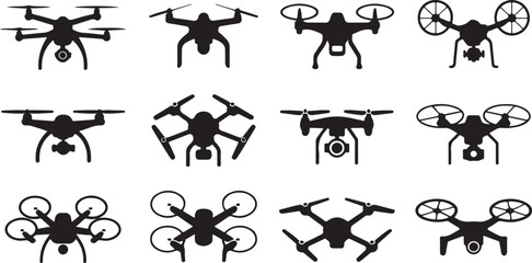 set of drone silhouette 