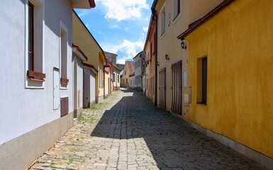 Obraz premium Telč, view of Seminarářská street, sunny, summer day