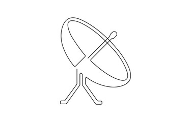 Continuous line drawing of satellite dish, object one line single line art, Technology device , Radar Dish continuous one line drawing.
