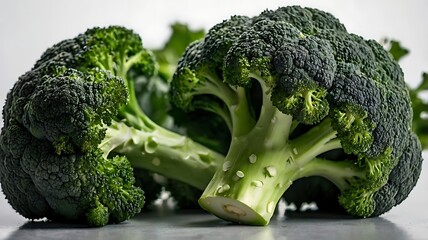Top-down isolated whole broccoli with no shadow, white seamless background, for use in nutrition articles, eco food publications, and wellness branding campaigns in commercial stock