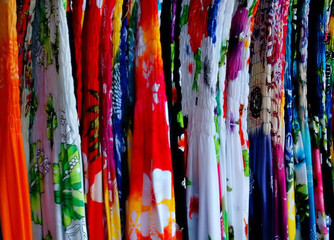 Hong Kong - beautiful and colorful skirt for sale in market