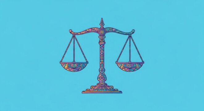 Retro Style Balance Scales Symbol for Justice and Law