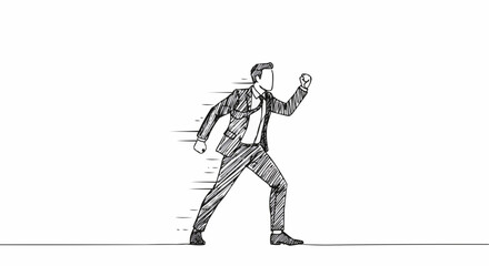 Fototapeta premium An illustration of a businessman in motion with a linear and minimal style.