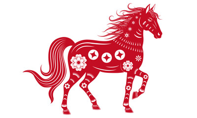 Red paper-cut style horse