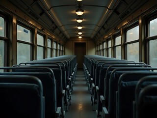 Obraz premium Empty seats in the passenger train cabin