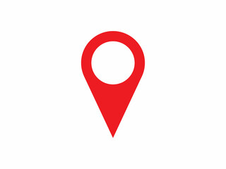 Fototapeta premium Simple Red Location Pin Icon Against White Background