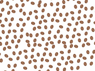 Seamless Pattern of Coffee Beans on White Background
