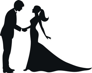 Romantic Silhouette of a Bride and Groom