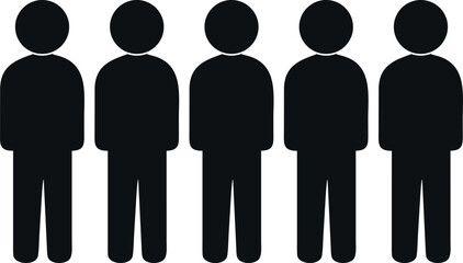 Five Simple Person Icons in a Row