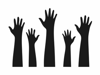 Silhouette of Raised Hands Representing Participation