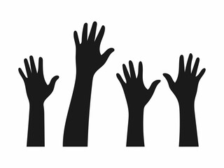 Silhouette of Raised Hands Representing Participation