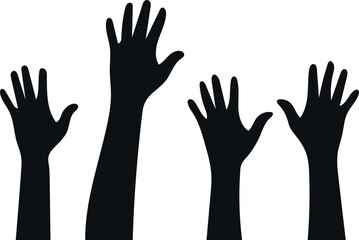 Silhouette of Raised Hands Representing Participation