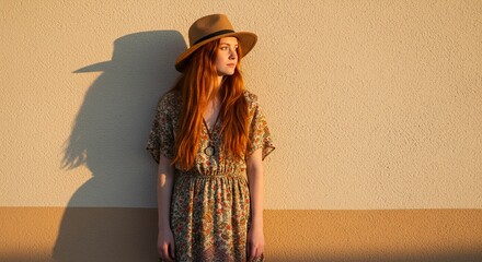 Woman in floral dress outdoors