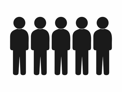 Five Simple Person Icons in a Row