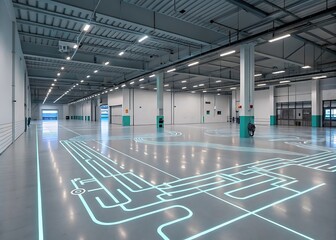 Warehouse with automated digital path high resolution photo