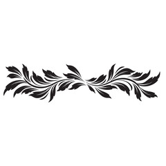 Decorative black floral ornament illustration on white background.
