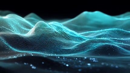 Abstract Glowing Grid on Black Background