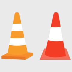 Set of traffic cone icon. Construction barrier sign business concept.