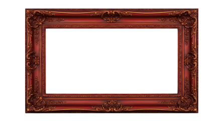Red ornate picture frame on black background