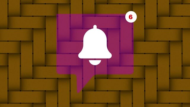 Social media bell notification with chat icon, animation on threads background.  alert notification concept Person using smartphone with bell notification icon