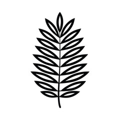 Fototapeta premium Stylized black fern frond with simple outline on a white background