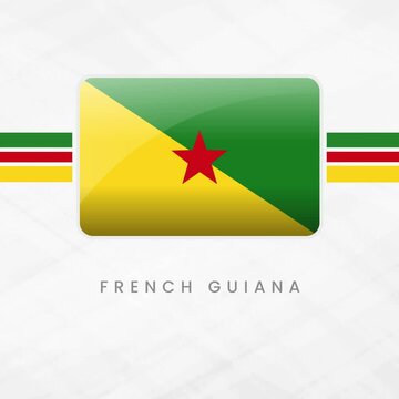 Vibrant Animated French Guiana Flag in Button Frame with Bold Green, Yellow, Red for South American French Heritage Display