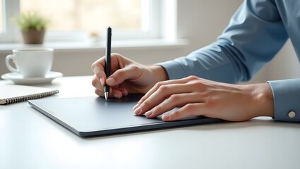businessman writing on a document