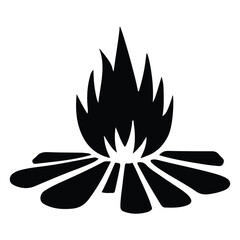 Campfire Silhouette Icon for Outdoor and Adventure Designs