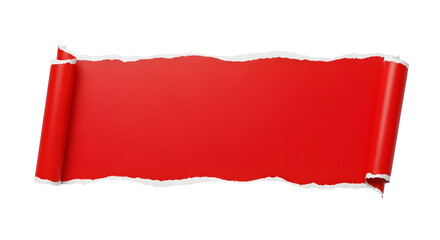 Ripped red paper roll on black background
