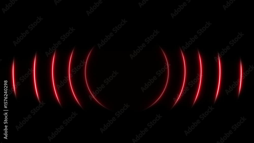 Poster blue neon glowing sound waves loop animation. bright radial pulsating lights. audio waveform, radio 